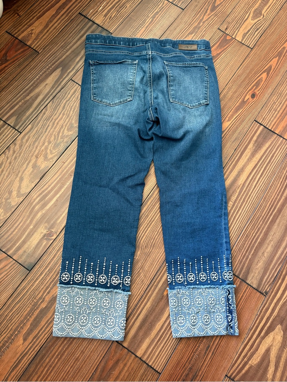 Jag Jeans Blue Embroidered Cuff Cropped Jeans